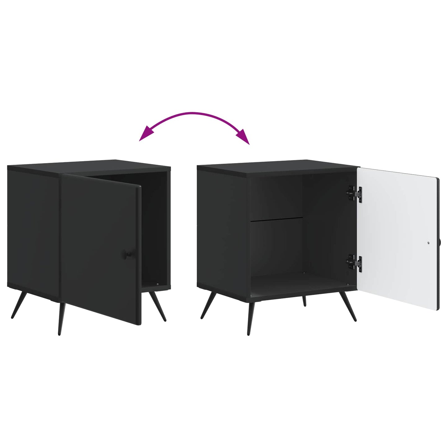 vidaXL Bedside Cabinet Black 43 x 34.5 x 50 cm Engineered Wood