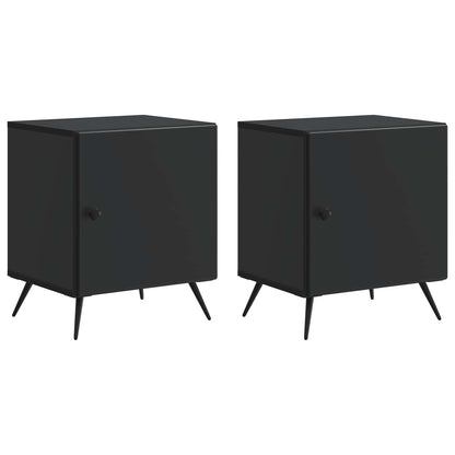 vidaXL Bedside Cabinet 2 pcs Black 43 x 34.5 x 50 cm Engineered Wood