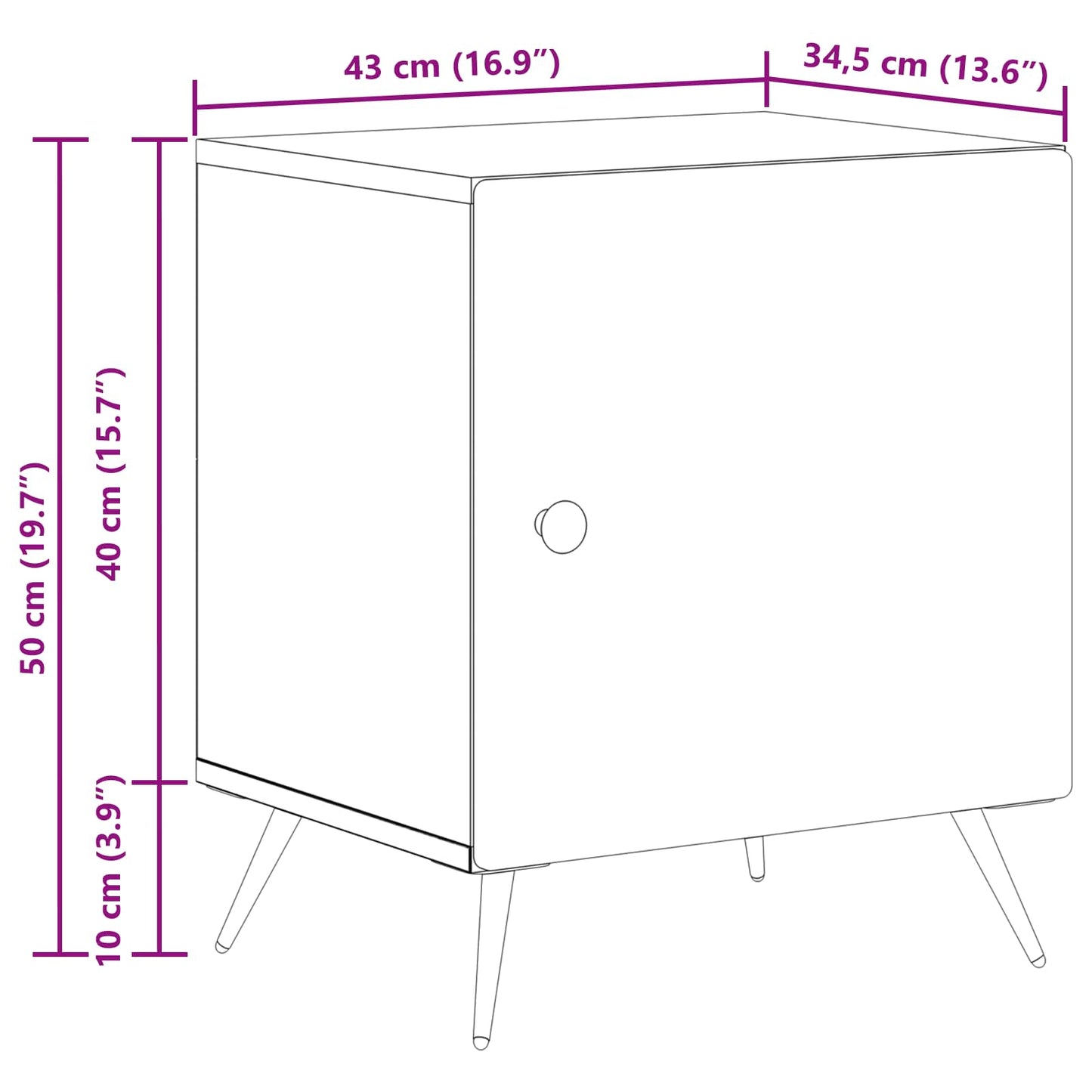 vidaXL Bedside Cabinet Sonoma Oak 43 x 34.5 x 50 cm Engineered Wood