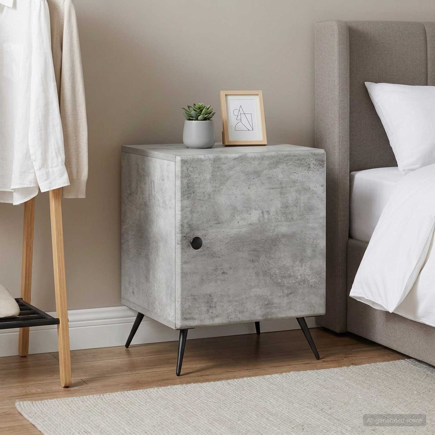 vidaXL Bedside Cabinet 2 pcs Concrete Grey 43 x 34.5 x 50 cm