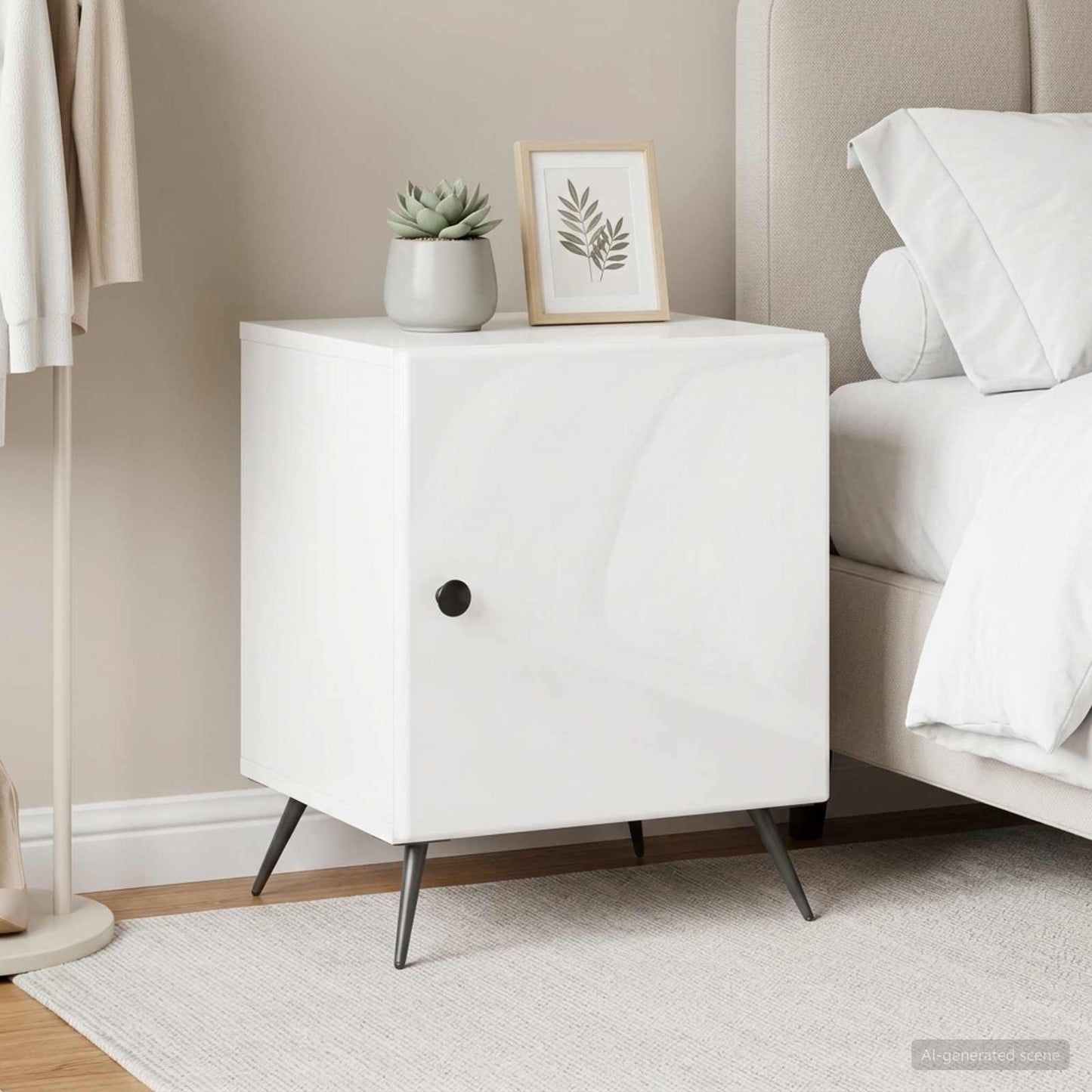 vidaXL Bedside Cabinet 2 pcs High Gloss White 43 x 34.5 x 50 cm