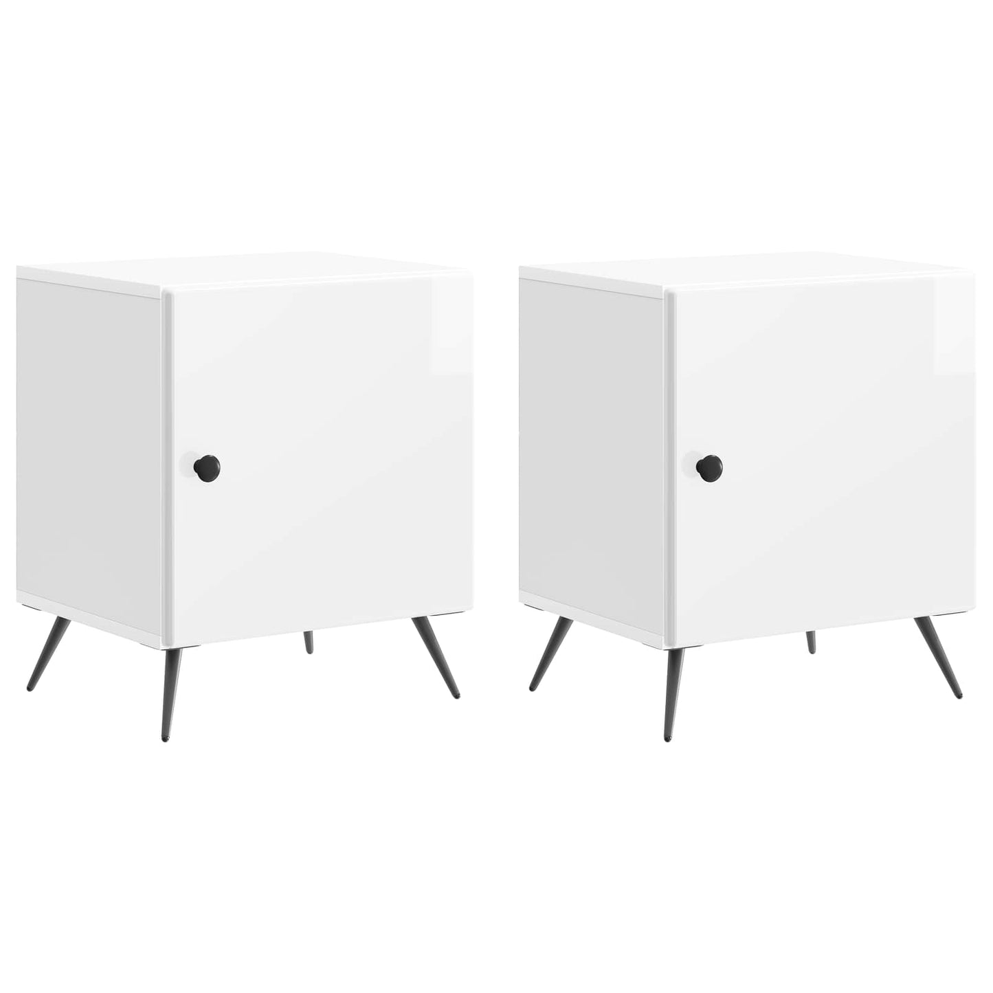 vidaXL Bedside Cabinet 2 pcs High Gloss White 43 x 34.5 x 50 cm