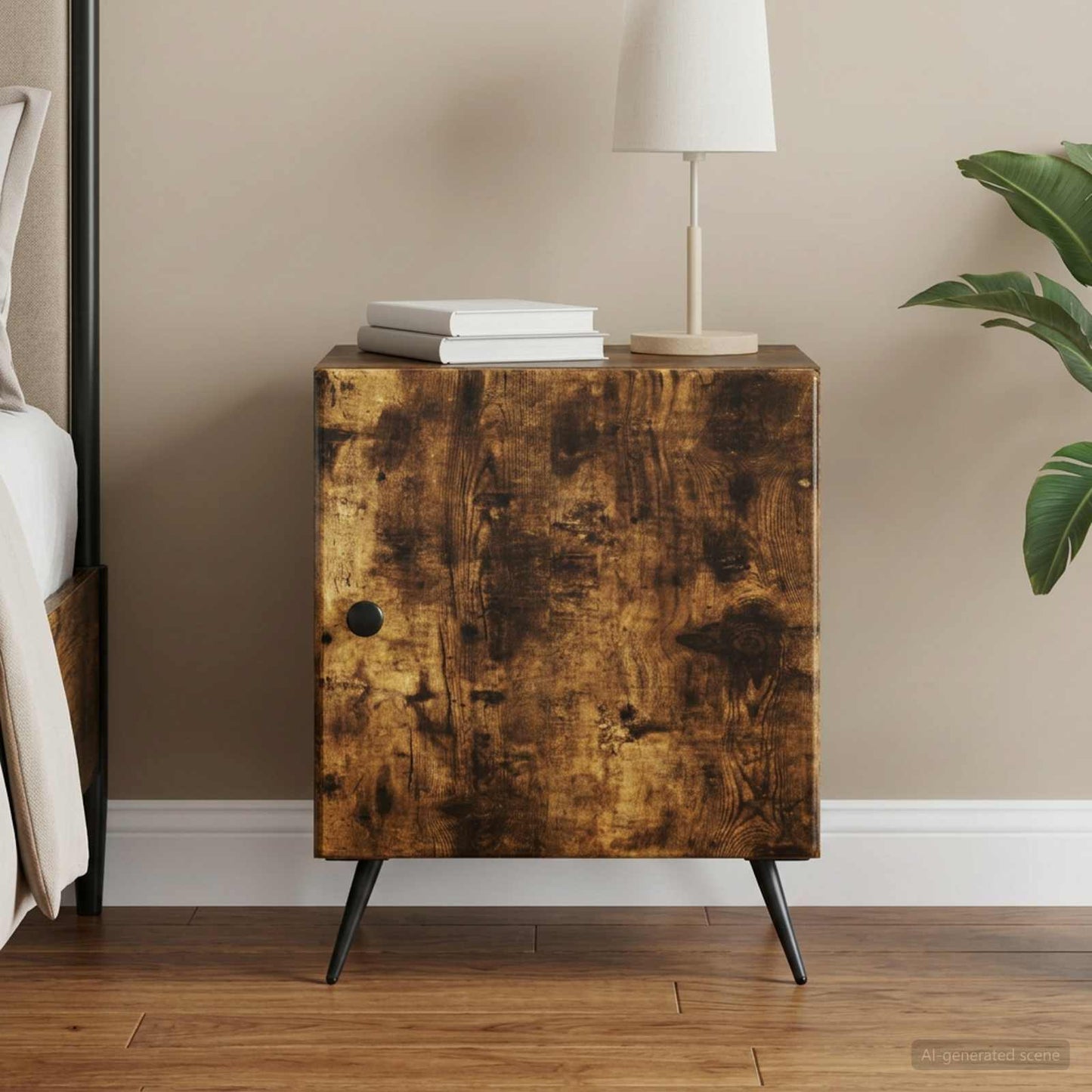vidaXL Bedside Cabinet Smoked Oak 43 x 34.5 x 50 cm Engineered Wood