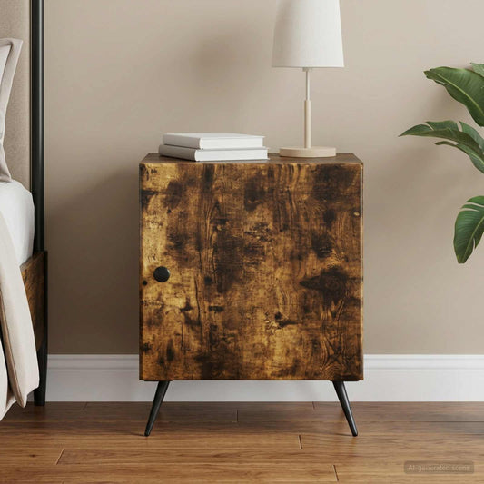 vidaXL Bedside Cabinet Smoked Oak 43 x 34.5 x 50 cm Engineered Wood