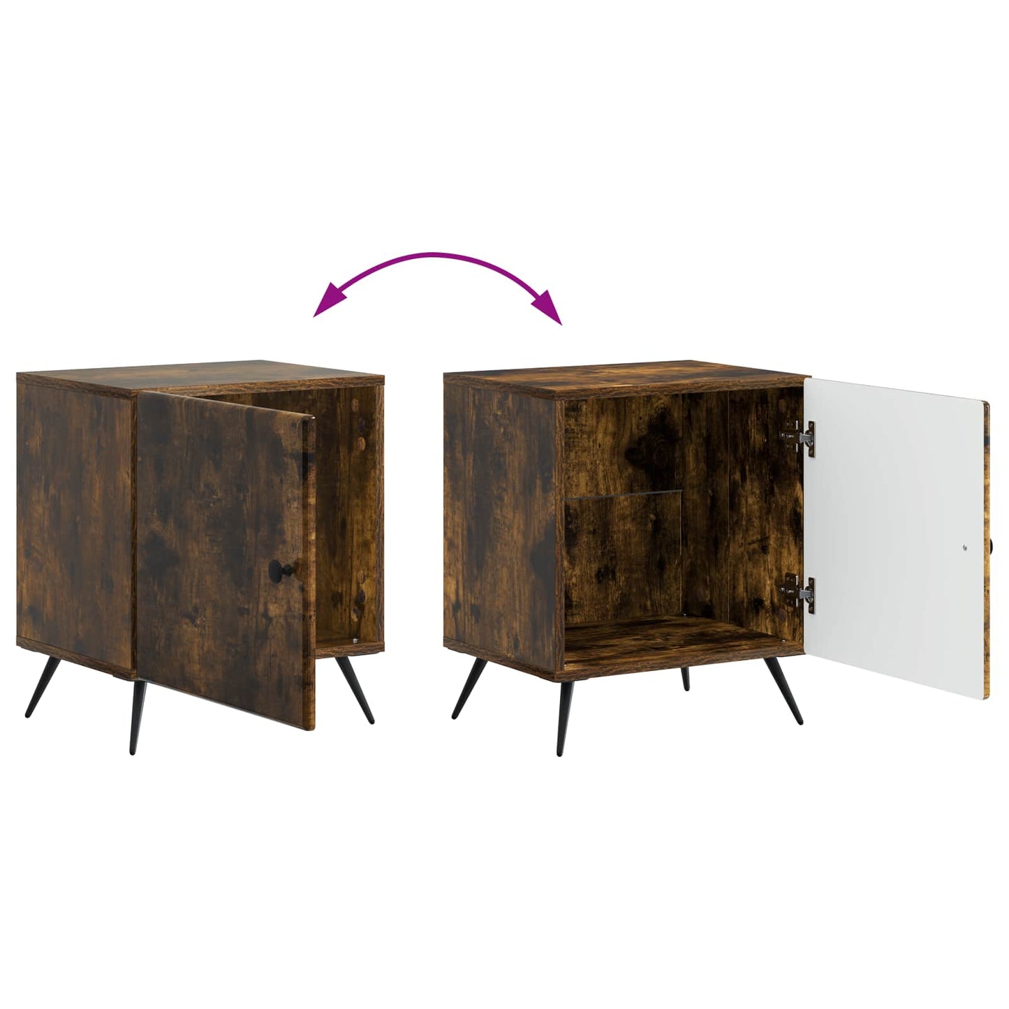 vidaXL Bedside Cabinet Smoked Oak 43 x 34.5 x 50 cm Engineered Wood