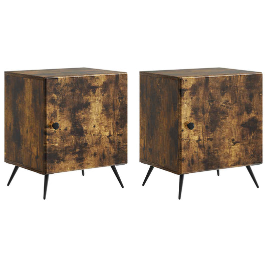 vidaXL Bedside Cabinet 2 pcs Smoked Oak 43 x 34.5 x 50 cm