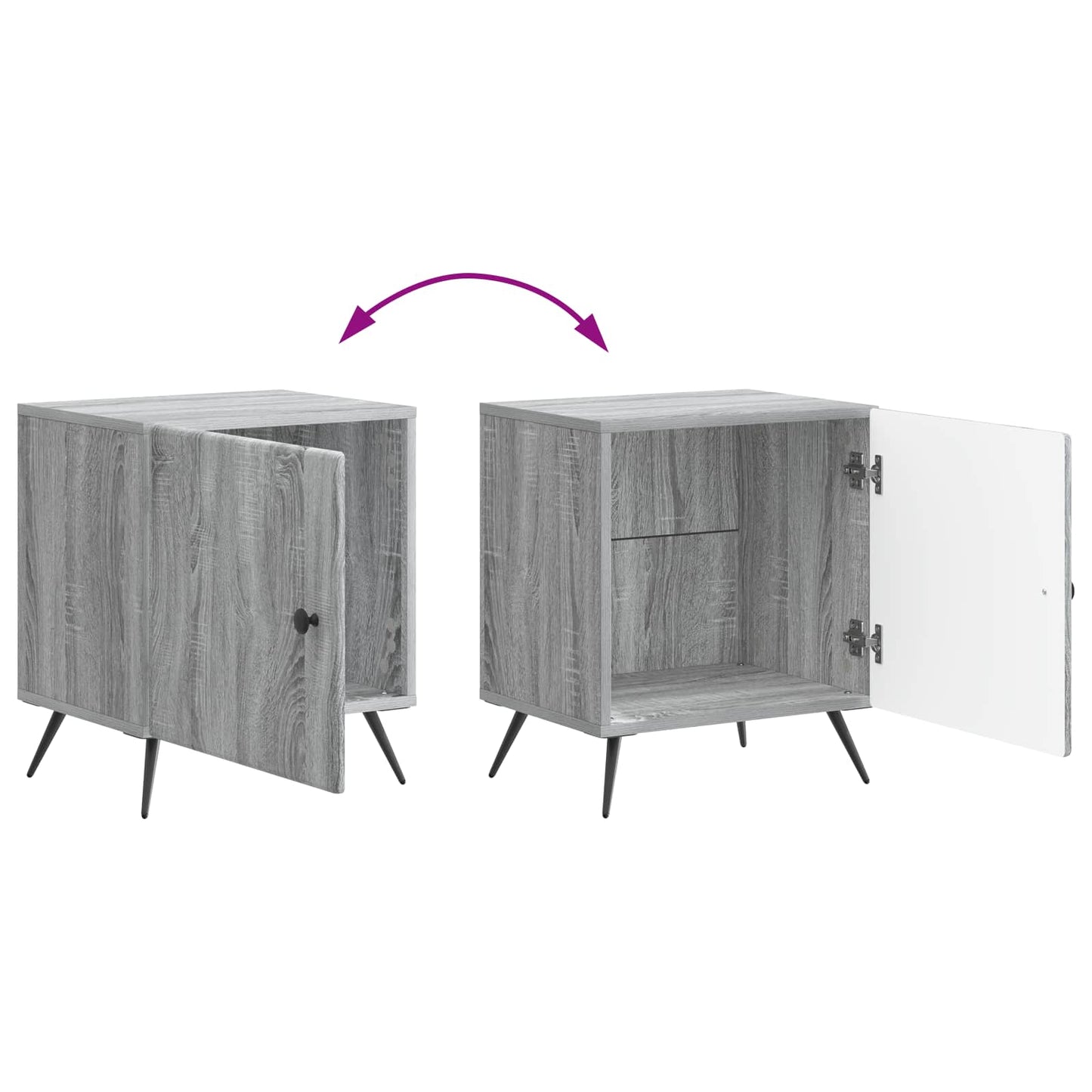 vidaXL Bedside Cabinet 2 pcs Grey Sonoma 43 x 34.5 x 50 cm