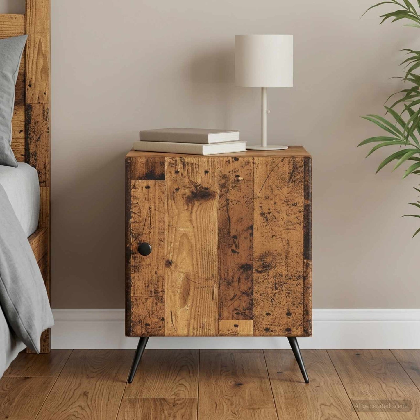 vidaXL Bedside Cabinet Old Wood 43 x 34.5 x 50 cm Engineered Wood