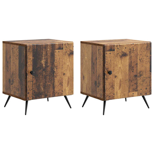 vidaXL Bedside Cabinet 2 pcs Old Wood 43 x 34.5 x 50 cm