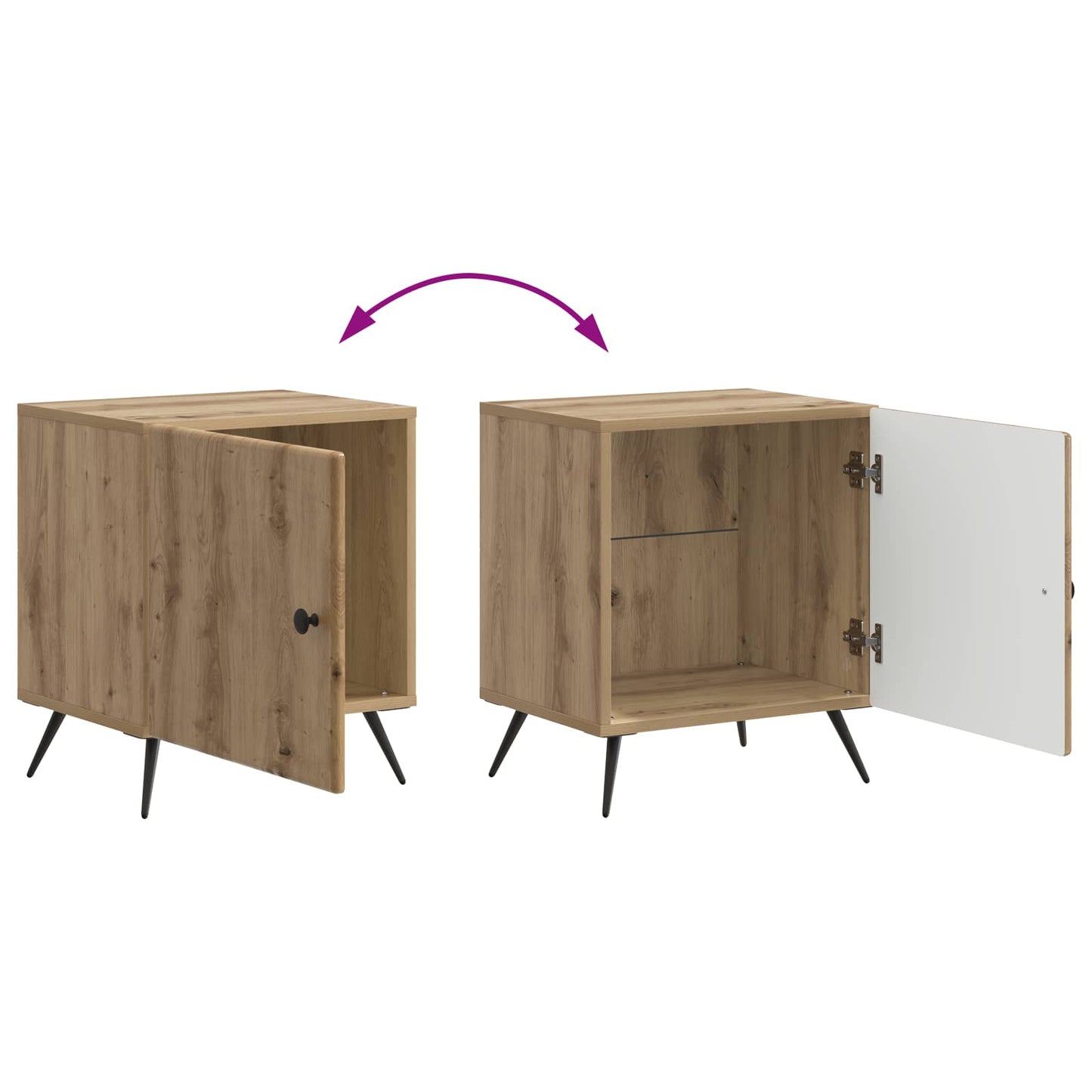 vidaXL Bedside Cabinet Artisan Oak 43 x 34.5 x 50 cm Engineered Wood