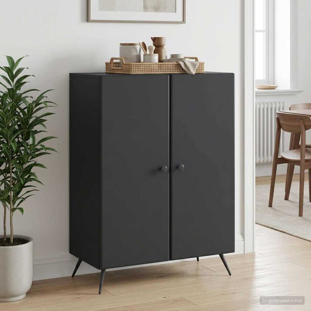 vidaXL Sideboard Black 66 x 34.5 x 90 cm Engineered Wood