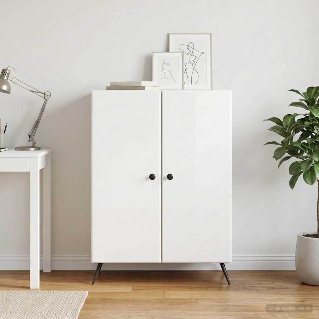 vidaXL Sideboard High Gloss White 66 x 34.5 x 90 cm Engineered Wood