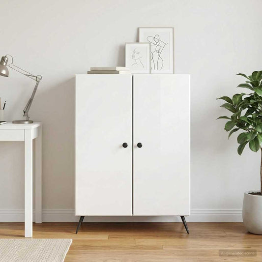 vidaXL Sideboard High Gloss White 66 x 34.5 x 90 cm Engineered Wood