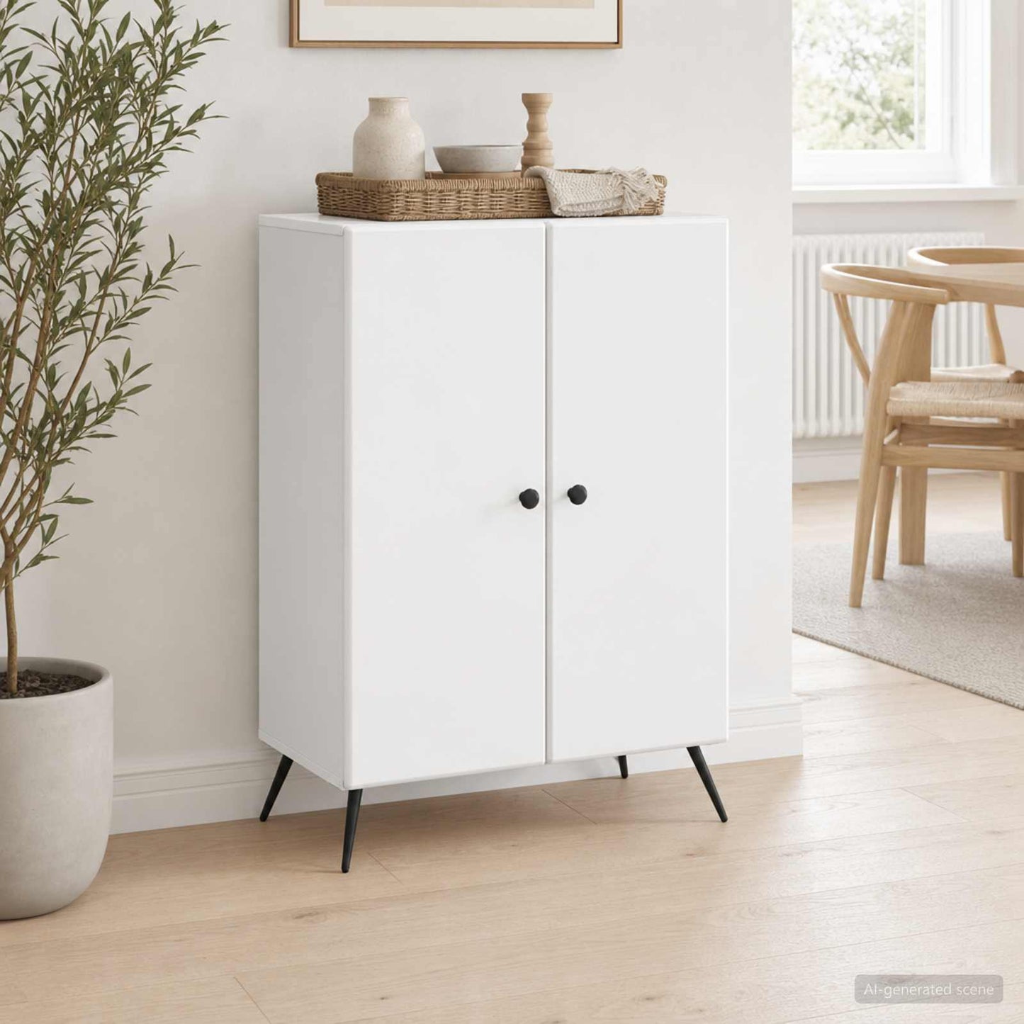 vidaXL Sideboard High Gloss White 66 x 34.5 x 90 cm Engineered Wood