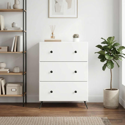 vidaXL Drawer Cabinet White 66 x 34.5 x 90 cm Engineered Wood