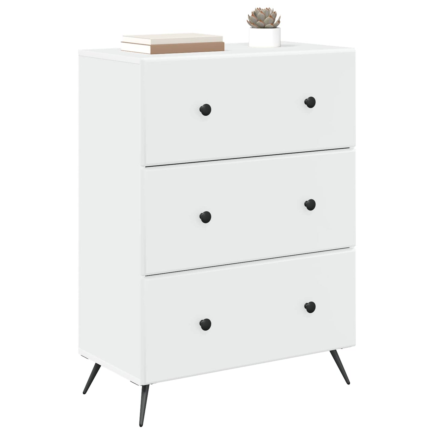 vidaXL Drawer Cabinet White 66 x 34.5 x 90 cm Engineered Wood