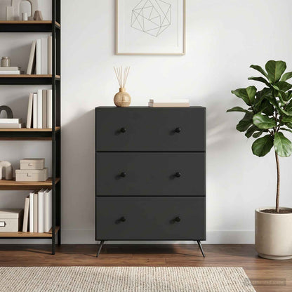 vidaXL Drawer Cabinet Black 66 x 34.5 x 90 cm Engineered Wood