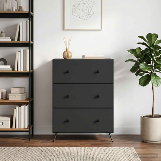 vidaXL Drawer Cabinet Black 66 x 34.5 x 90 cm Engineered Wood