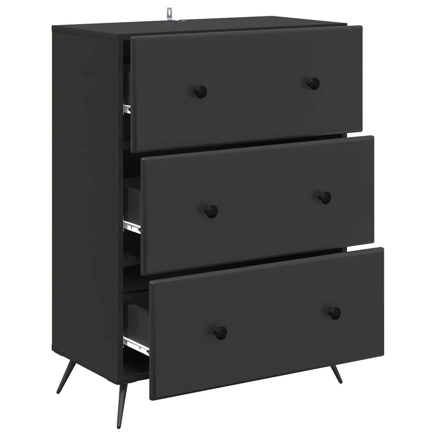 vidaXL Drawer Cabinet Black 66 x 34.5 x 90 cm Engineered Wood