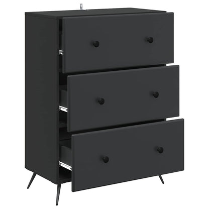 vidaXL Drawer Cabinet Black 66 x 34.5 x 90 cm Engineered Wood
