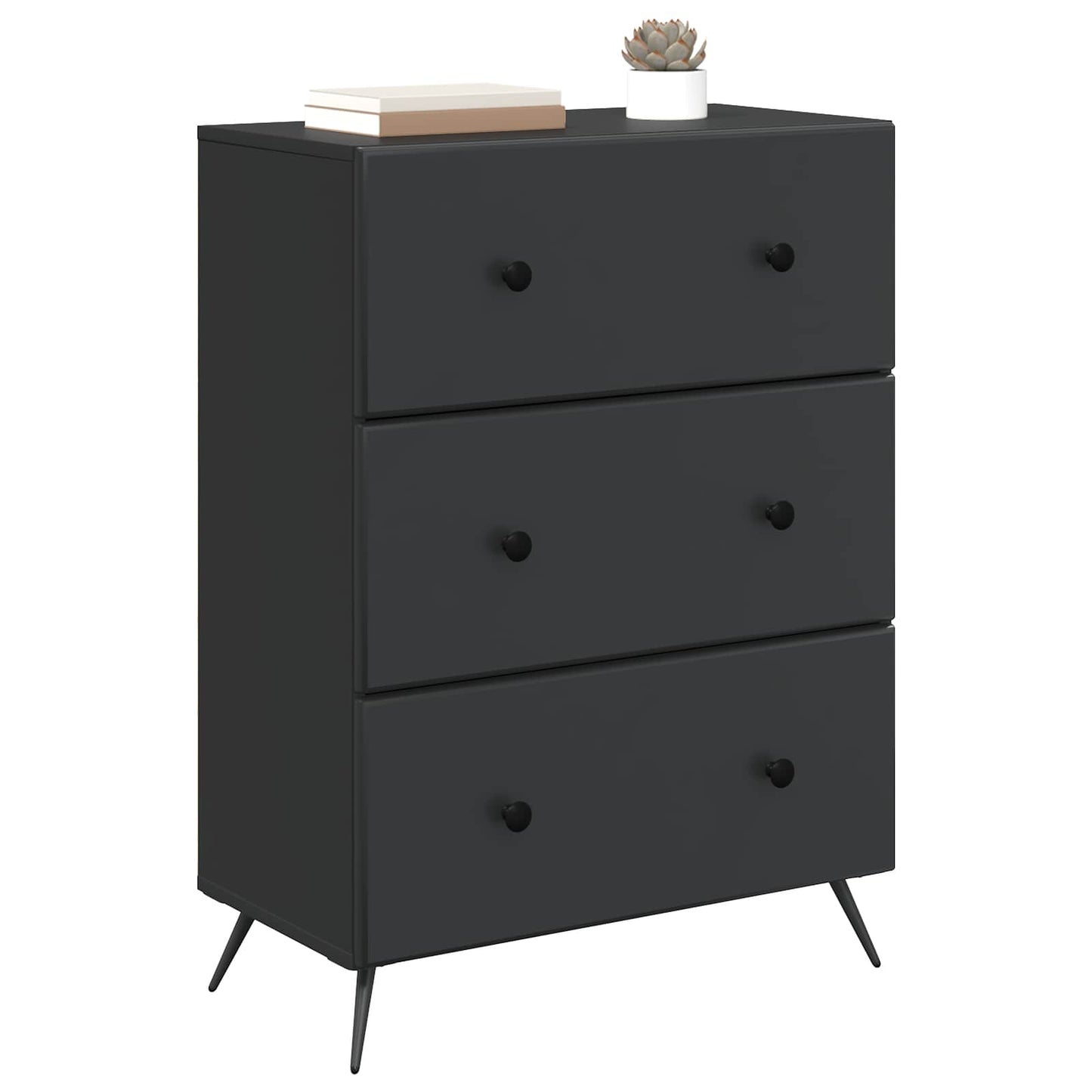 vidaXL Drawer Cabinet Black 66 x 34.5 x 90 cm Engineered Wood