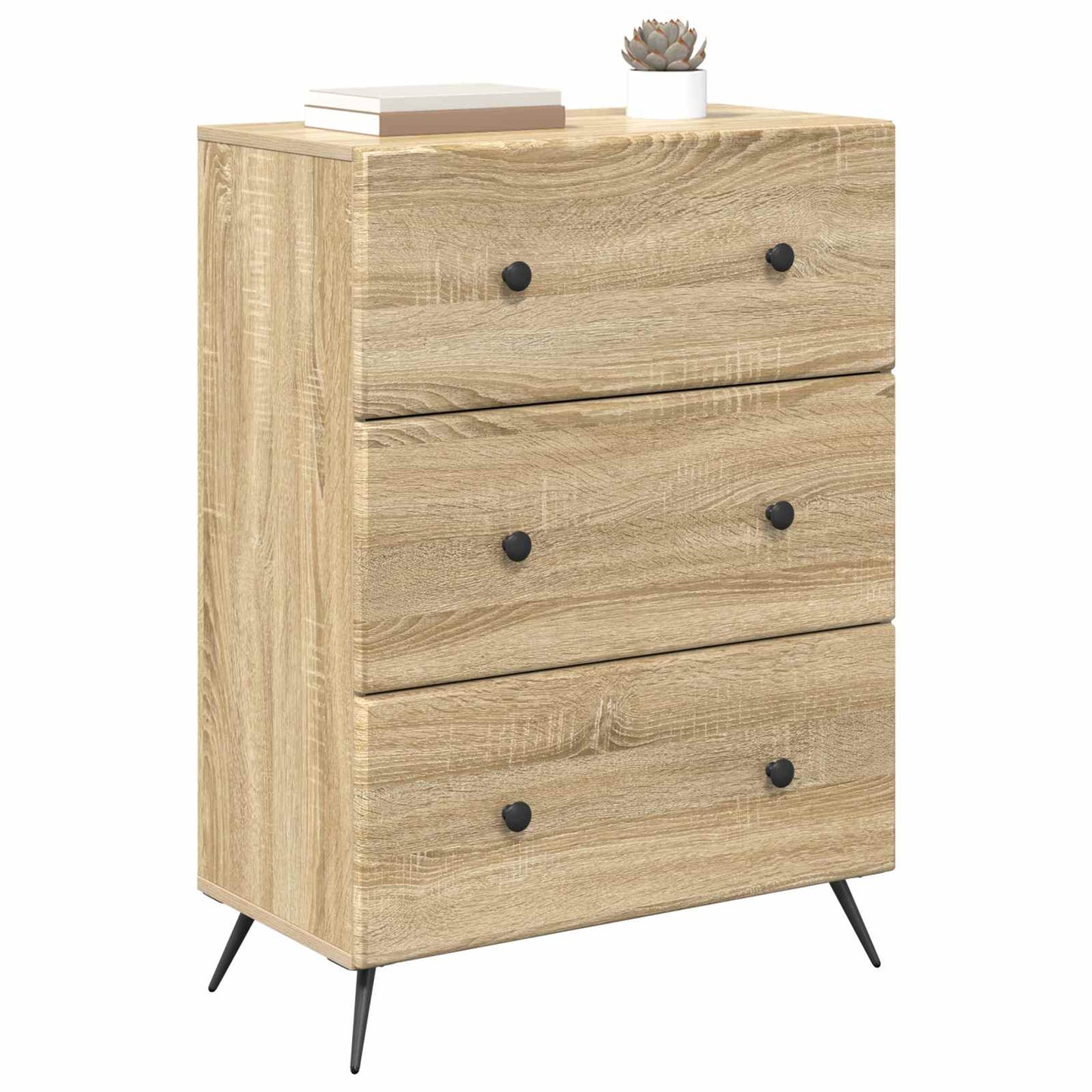 vidaXL Drawer Cabinet Sonoma Oak 66 x 34.5 x 90 cm Engineered Wood