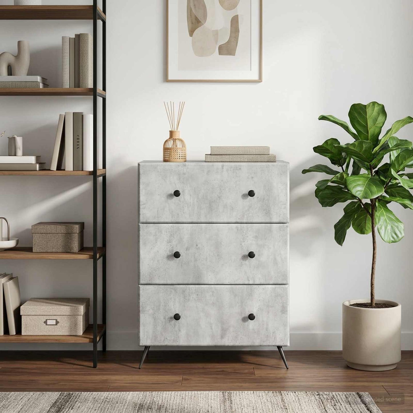 vidaXL Drawer Cabinet Concrete Grey 66 x 34.5 x 90 cm Engineered Wood