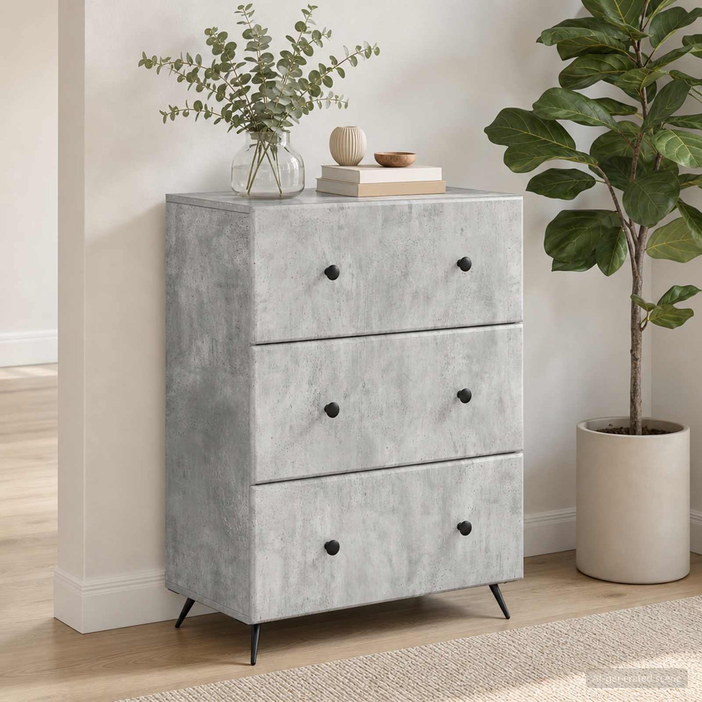 vidaXL Drawer Cabinet Concrete Grey 66 x 34.5 x 90 cm Engineered Wood
