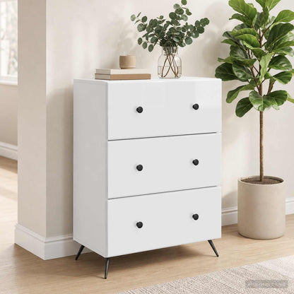 vidaXL Drawer Cabinet High Gloss White 66 x 34.5 x 90 cm