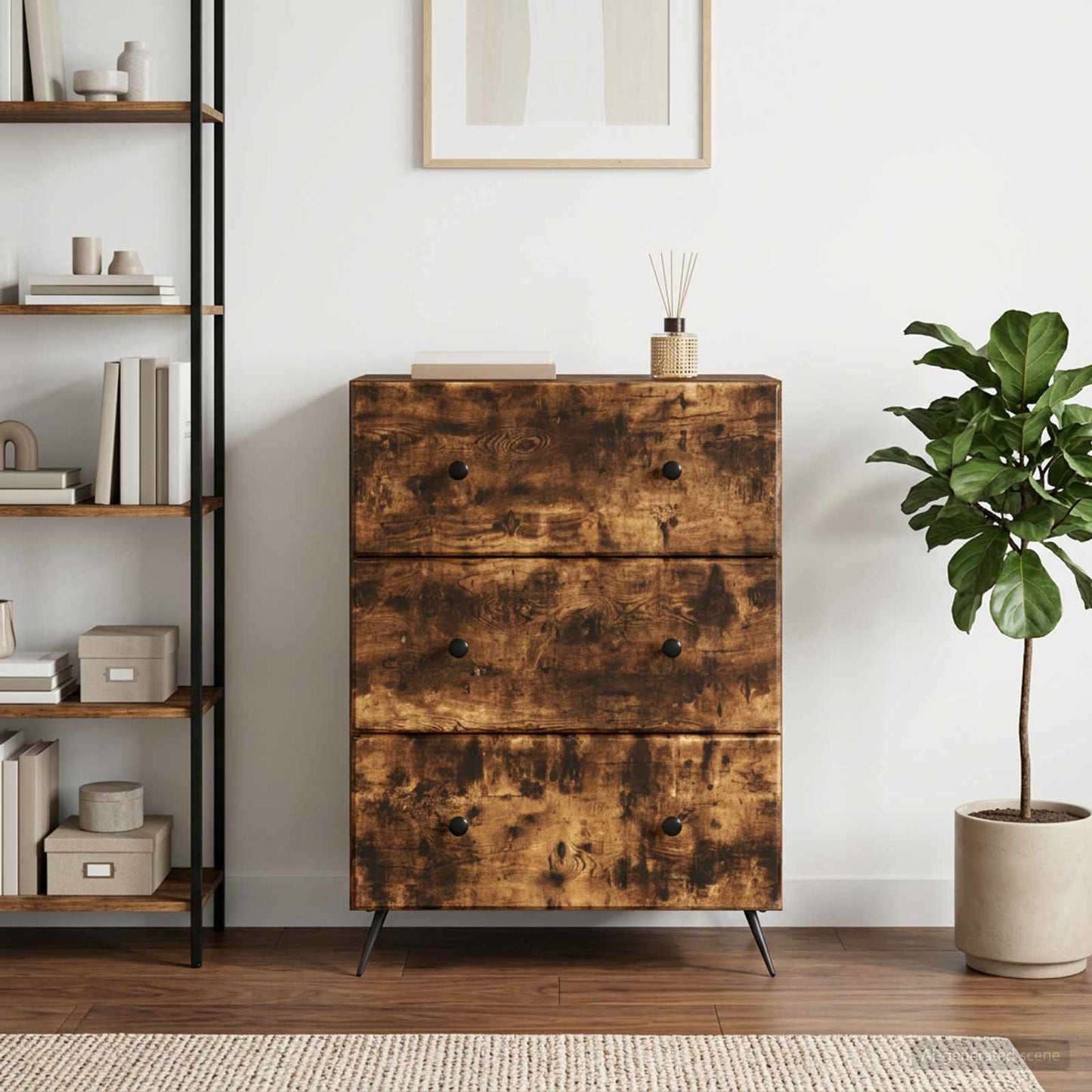 vidaXL Drawer Cabinet Smoked Oak 66 x 34.5 x 90 cm Engineered Wood