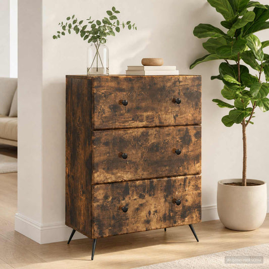 vidaXL Drawer Cabinet Smoked Oak 66 x 34.5 x 90 cm Engineered Wood