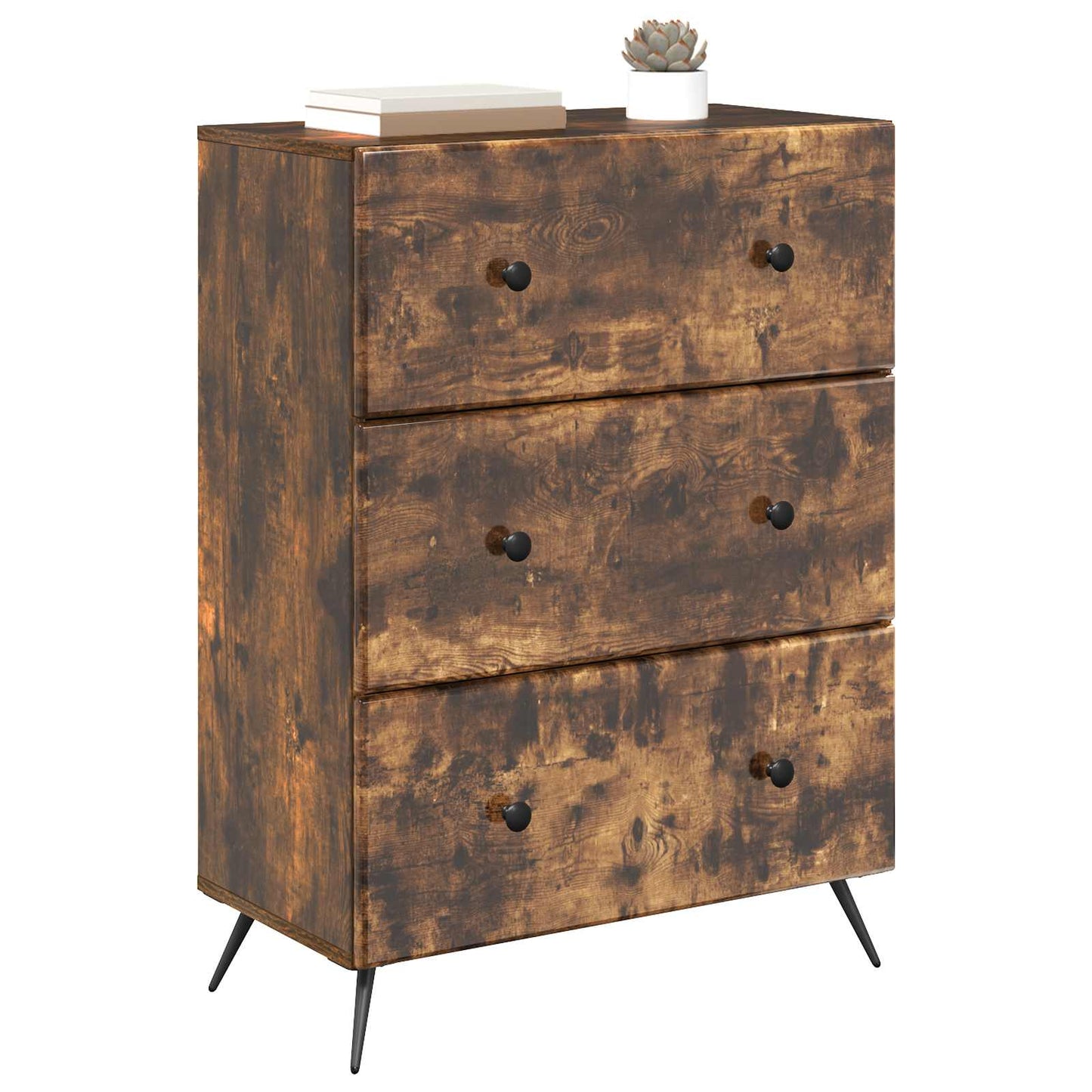 vidaXL Drawer Cabinet Smoked Oak 66 x 34.5 x 90 cm Engineered Wood
