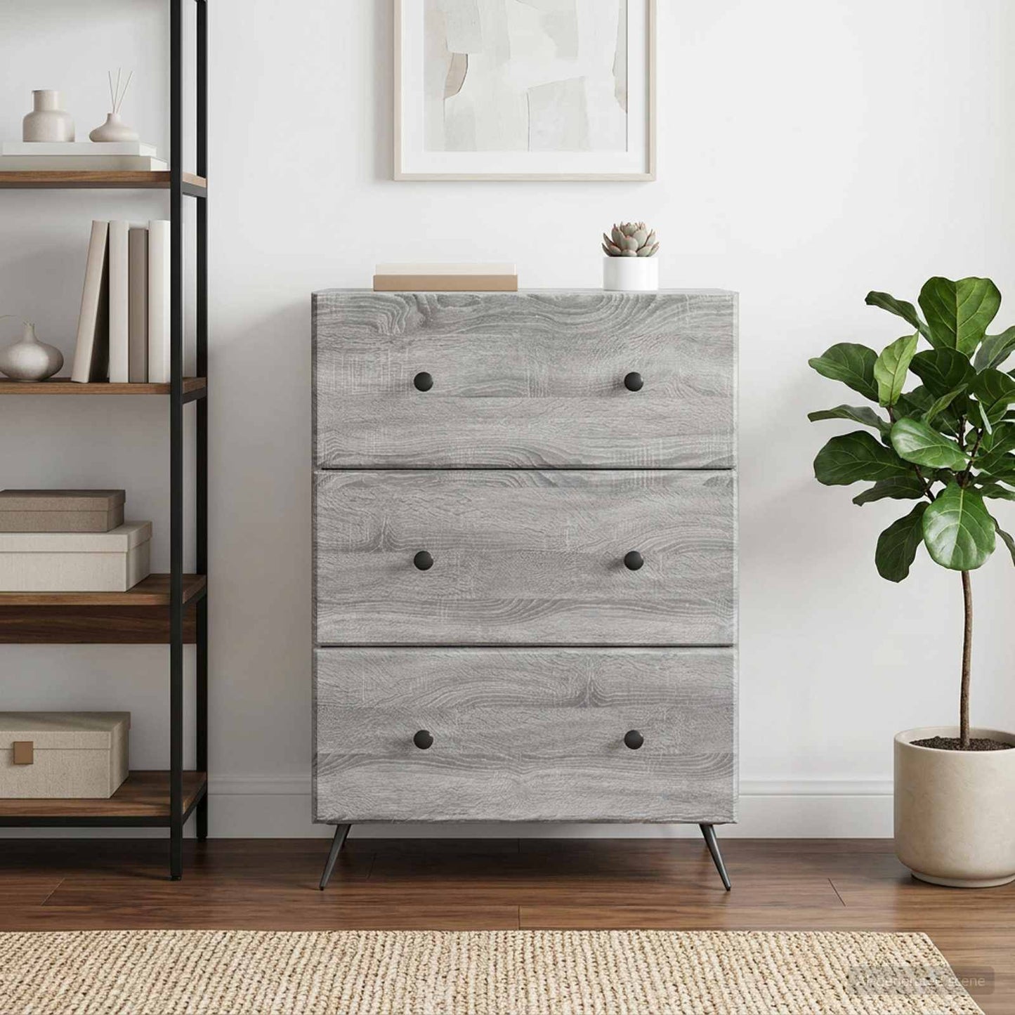 vidaXL Drawer Cabinet Grey Sonoma 66 x 34.5 x 90 cm Engineered Wood