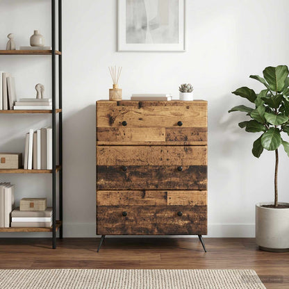 vidaXL Drawer Cabinet Old Wood 66 x 34.5 x 90 cm Engineered Wood
