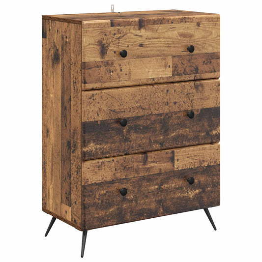vidaXL Drawer Cabinet Old Wood 66 x 34.5 x 90 cm Engineered Wood