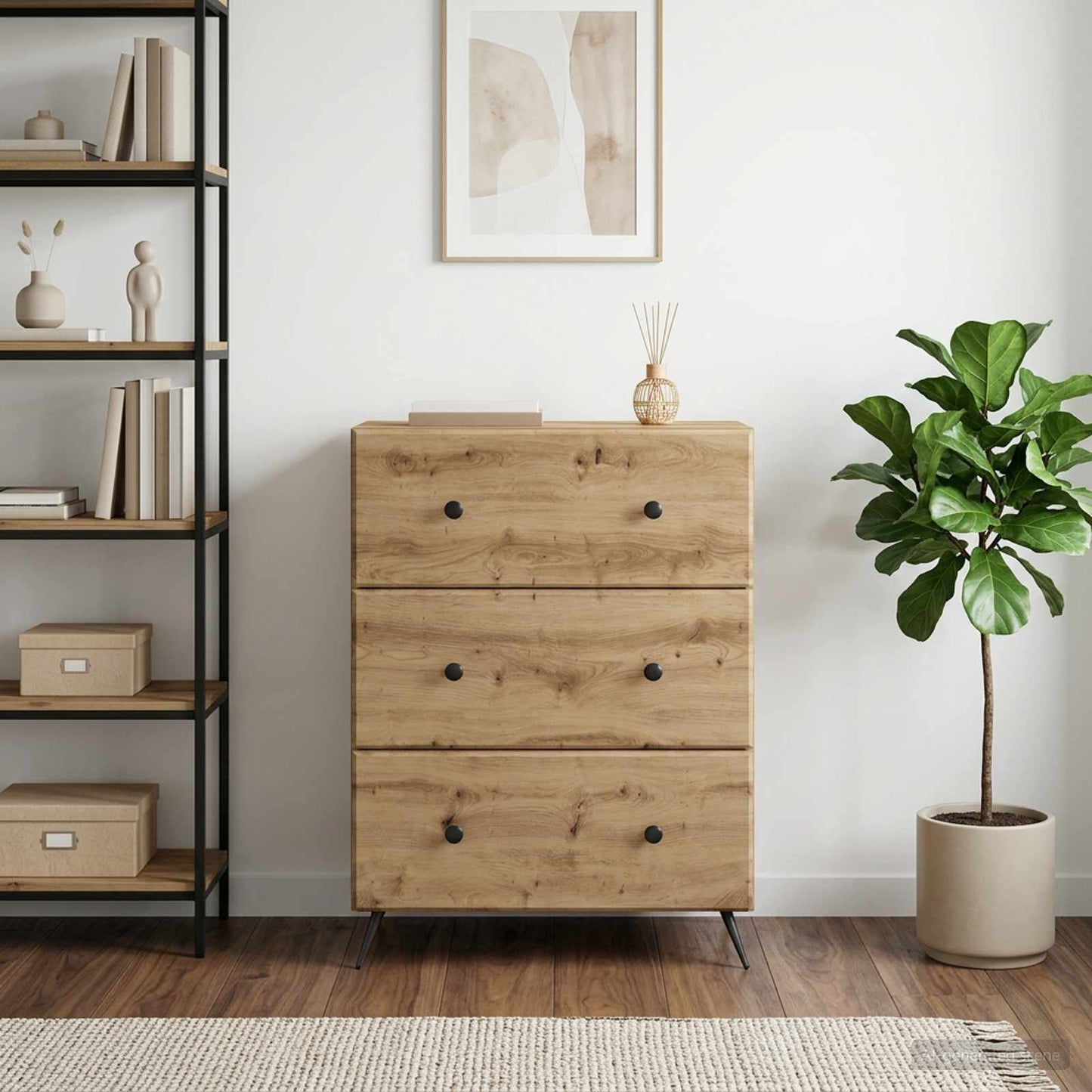 vidaXL Drawer Cabinet 66 x 34.5 x 90 cm Engineered Wood Artisan Oak