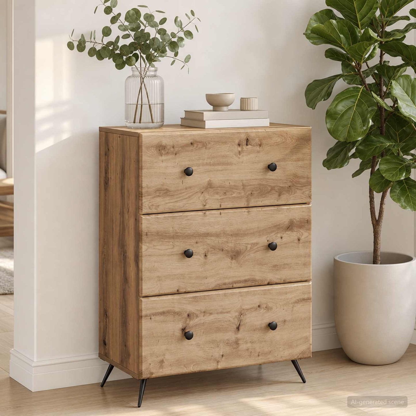 vidaXL Drawer Cabinet 66 x 34.5 x 90 cm Engineered Wood Artisan Oak