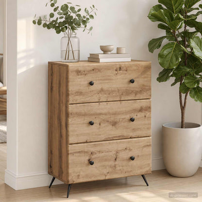 vidaXL Drawer Cabinet 66 x 34.5 x 90 cm Engineered Wood Artisan Oak
