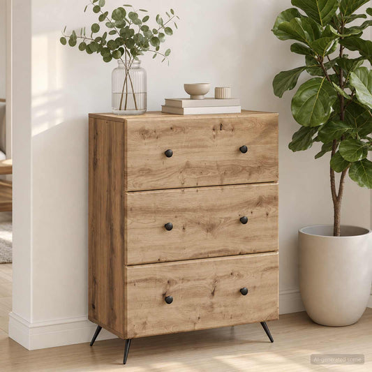 vidaXL Drawer Cabinet 66 x 34.5 x 90 cm Engineered Wood Artisan Oak