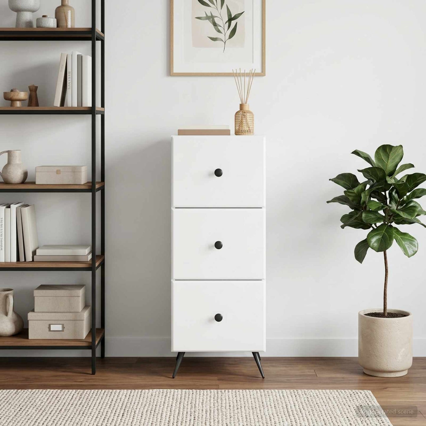 vidaXL Drawer Cabinet White 33 x 34.5 x 90 cm Engineered Wood