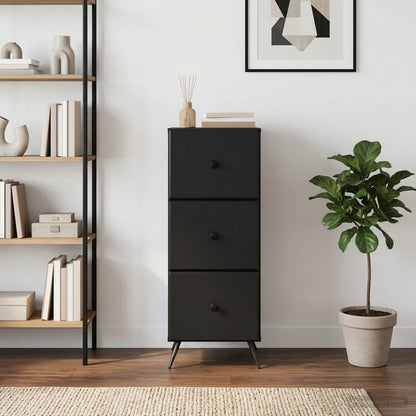 vidaXL Drawer Cabinet Black 33 x 34.5 x 90 cm Engineered Wood