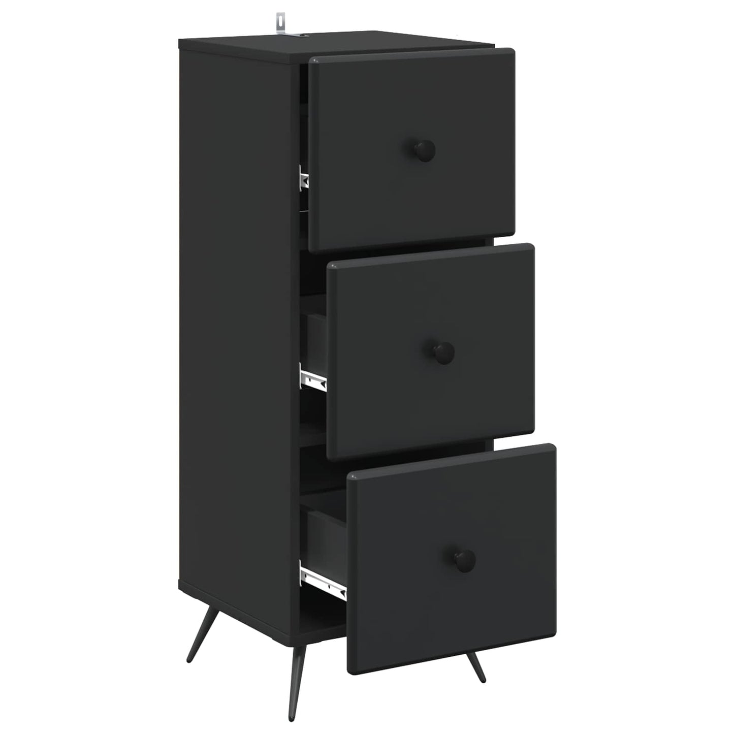 vidaXL Drawer Cabinet Black 33 x 34.5 x 90 cm Engineered Wood