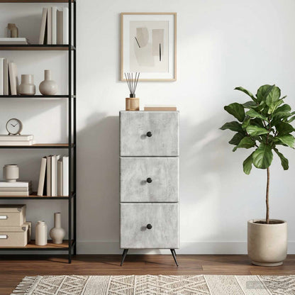 vidaXL Drawer Cabinet Concrete Grey 33 x 34.5 x 90 cm Engineered Wood