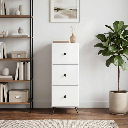 vidaXL Drawer Cabinet High Gloss White 33 x 34.5 x 90 cm
