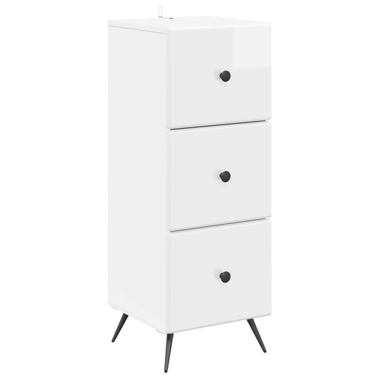 vidaXL Drawer Cabinet High Gloss White 33 x 34.5 x 90 cm