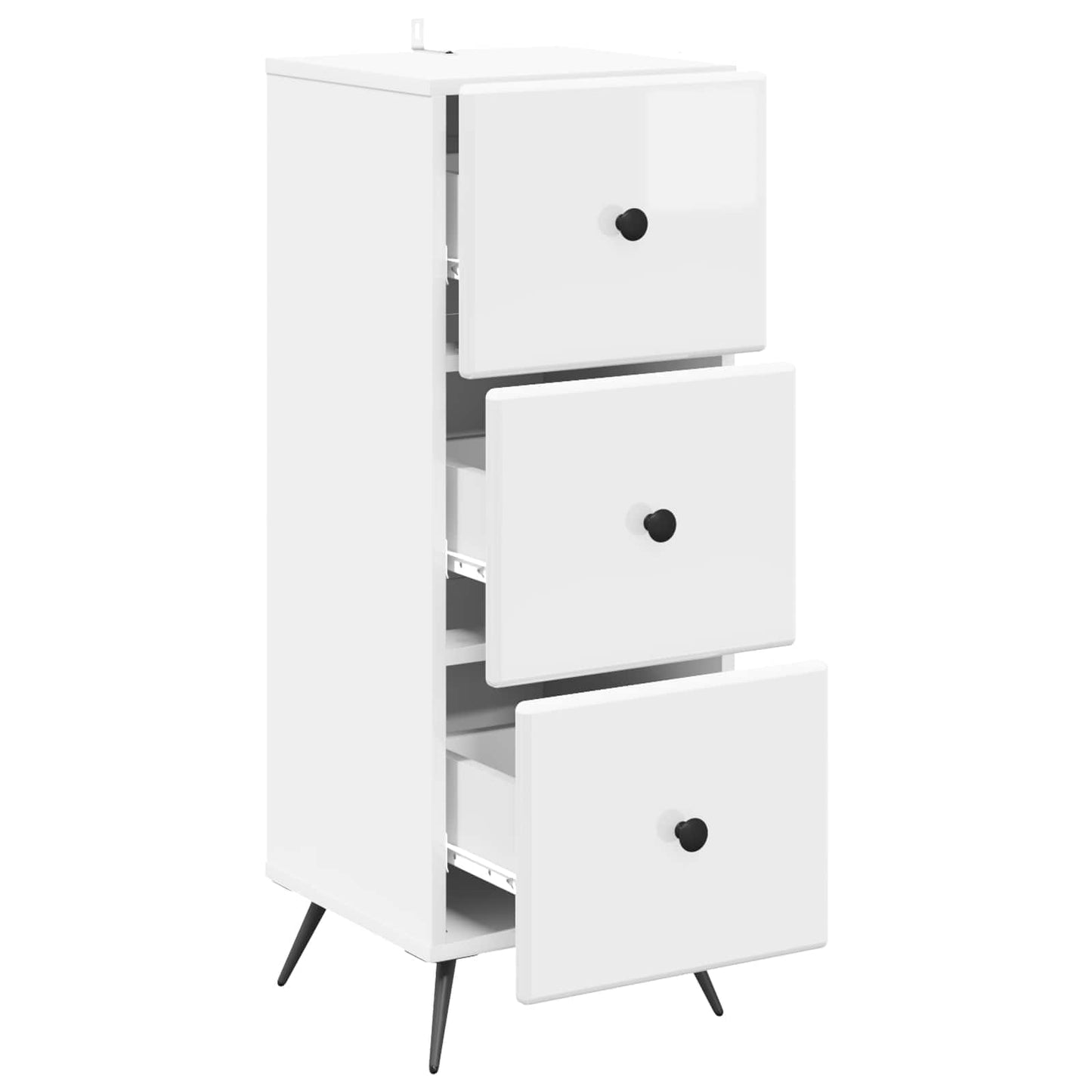 vidaXL Drawer Cabinet High Gloss White 33 x 34.5 x 90 cm
