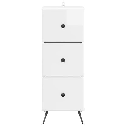 vidaXL Drawer Cabinet High Gloss White 33 x 34.5 x 90 cm