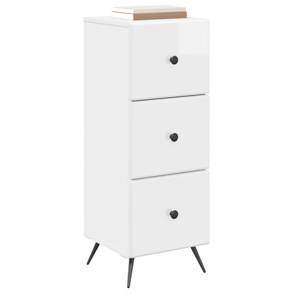 vidaXL Drawer Cabinet High Gloss White 33 x 34.5 x 90 cm
