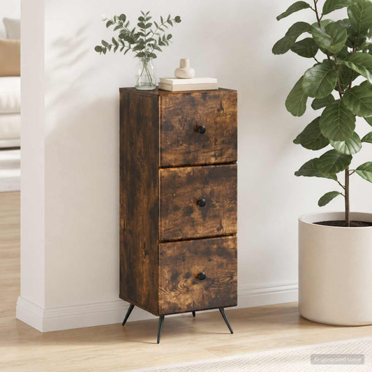 vidaXL Drawer Cabinet Smoked Oak 33 x 34.5 x 90 cm Engineered Wood