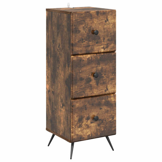 vidaXL Drawer Cabinet Smoked Oak 33 x 34.5 x 90 cm Engineered Wood